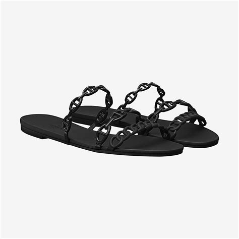 hermes black chain sandals|Hermes sandals women black.